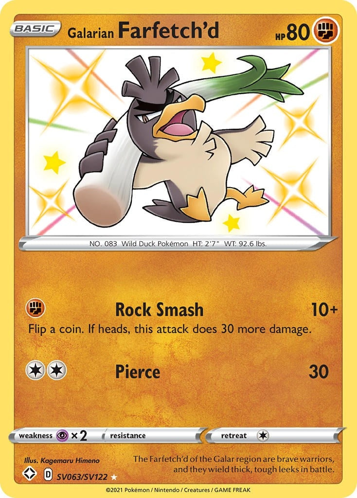 Image for Galarian Farfetch'd (SV063/SV122) (Shining Fates: Shiny Vault) - Pokemon