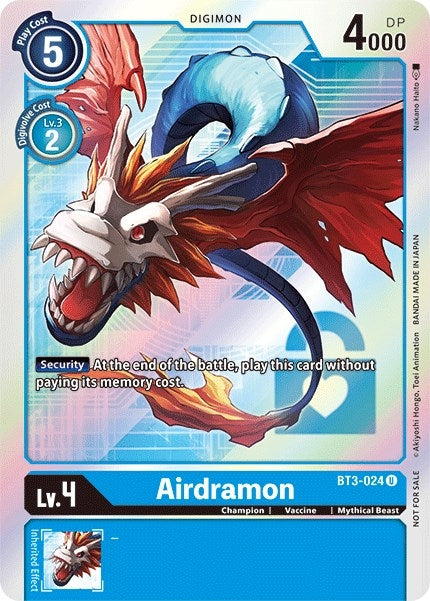 Image for Airdramon (Box Topper) (BT3-024 U) (Release Special Booster 1.5) - Digimon Card Game
