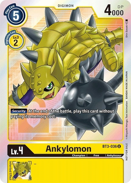 Image for Ankylomon (Box Topper) (BT3-036 U) (Release Special Booster 1.5) - Digimon Card Game
