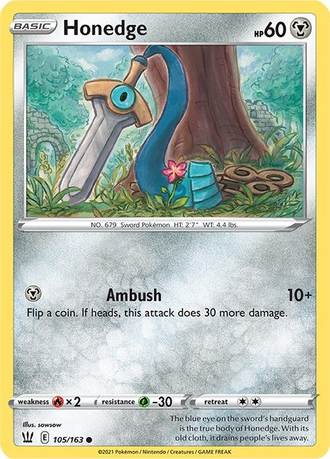 Image for Honedge (105/163) (SWSH05: Battle Styles) - Pokemon