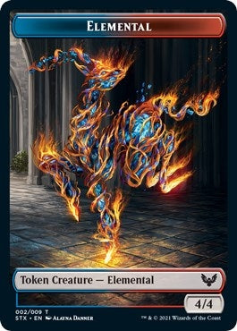 Image for Elemental (2) // Emblem - Rowan, Scholar of Sparks Double-sided Token (9) (2 // 9) (Strixhaven: School of Mages) - Magic: The Gathering