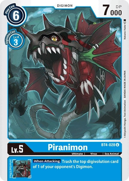 Image for Piranimon (BT4-028 U) (Great Legend) - Digimon Card Game