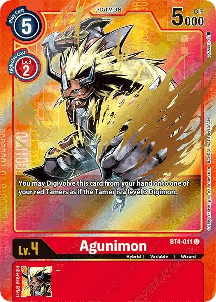 Image for Agunimon (Alternate Art) (BT4-011 U) (Great Legend) - Digimon Card Game