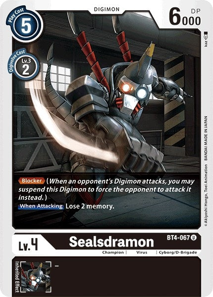 Image for Sealsdramon (BT4-067 U) (Great Legend) - Digimon Card Game