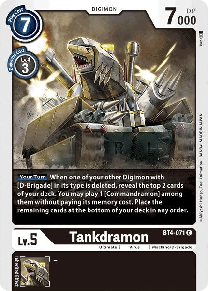 Image for Tankdramon (BT4-071 C) (Great Legend) - Digimon Card Game