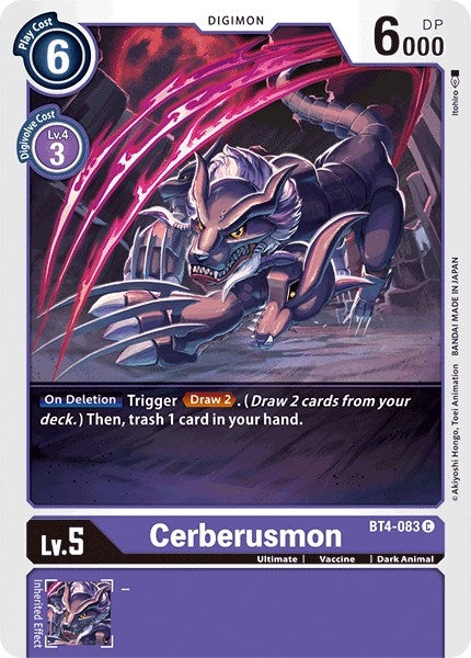 Image for Cerberusmon (BT4-083 C) (Great Legend) - Digimon Card Game