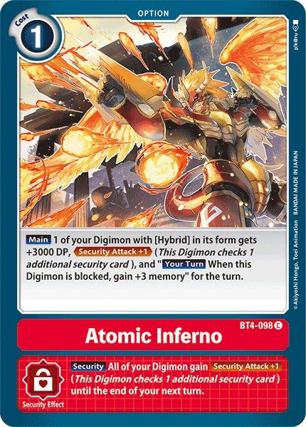 Image for Atomic Inferno (BT4-098 C) (Great Legend) - Digimon Card Game