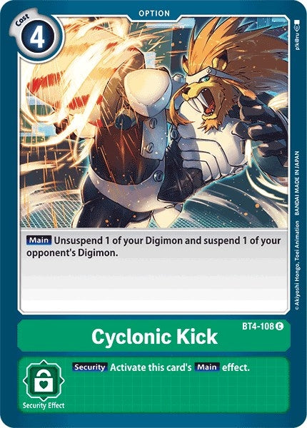 Image for Cyclonic Kick (BT4-108 C) (Great Legend) - Digimon Card Game