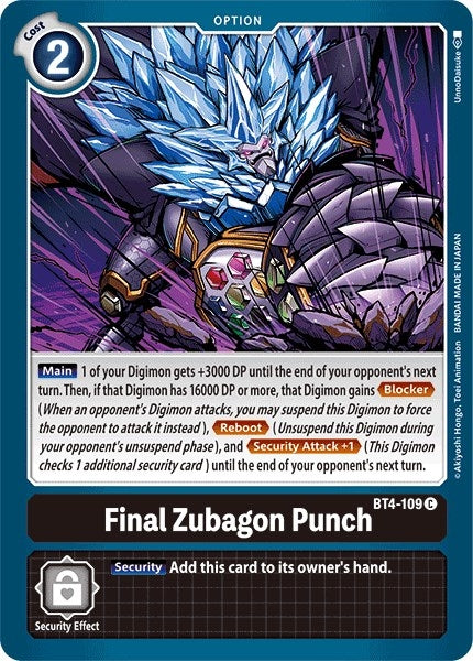Image for Final Zubagon Punch (BT4-109 C) (Great Legend) - Digimon Card Game