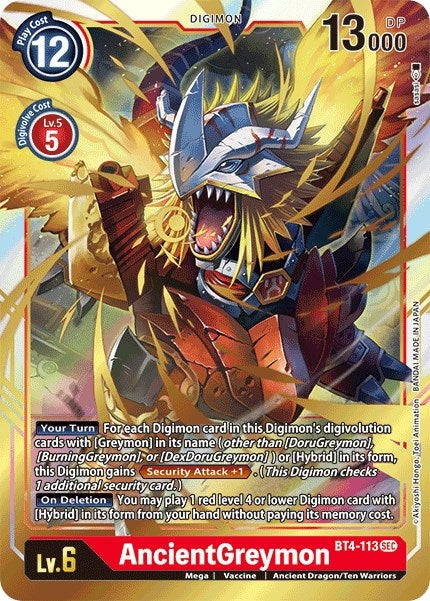 Image for AncientGreymon (BT4-113 SEC) (Great Legend) - Digimon Card Game
