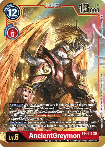 Image for AncientGreymon (Alternate Art) (BT4-113 SEC) (Great Legend) - Digimon Card Game