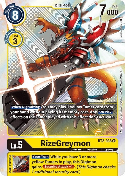 Image for RizeGreymon - BT2-038 (Premium Pack Set 01) (BT2-038 R) (Release Special Booster 1.5) - Digimon Card Game