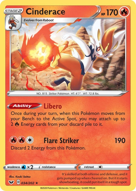 Image for Cinderace - 034/202 (Non-Holo) (034/202) (Deck Exclusives) - Pokemon