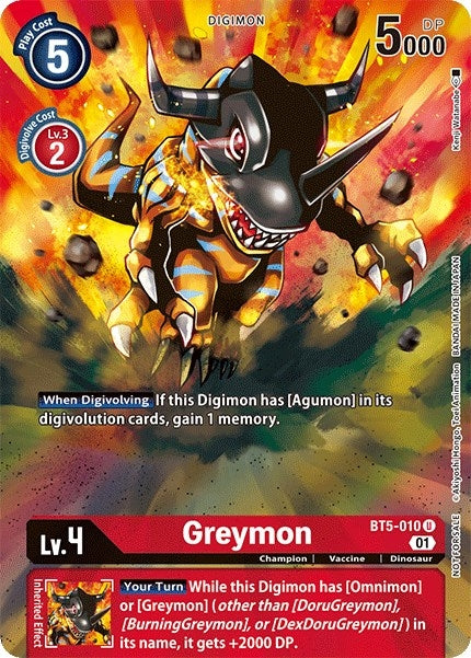 Image for Greymon - BT5-010 (Premier TO Event June 2021) (BT5-010 U) (Battle of Omni) - Digimon Card Game