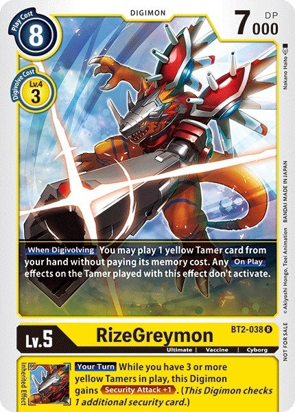 Image for RizeGreymon - BT2-038 (Official Tournament Pack Vol.2) (BT2-038 R) (Release Special Booster 1.0) - Digimon Card Game