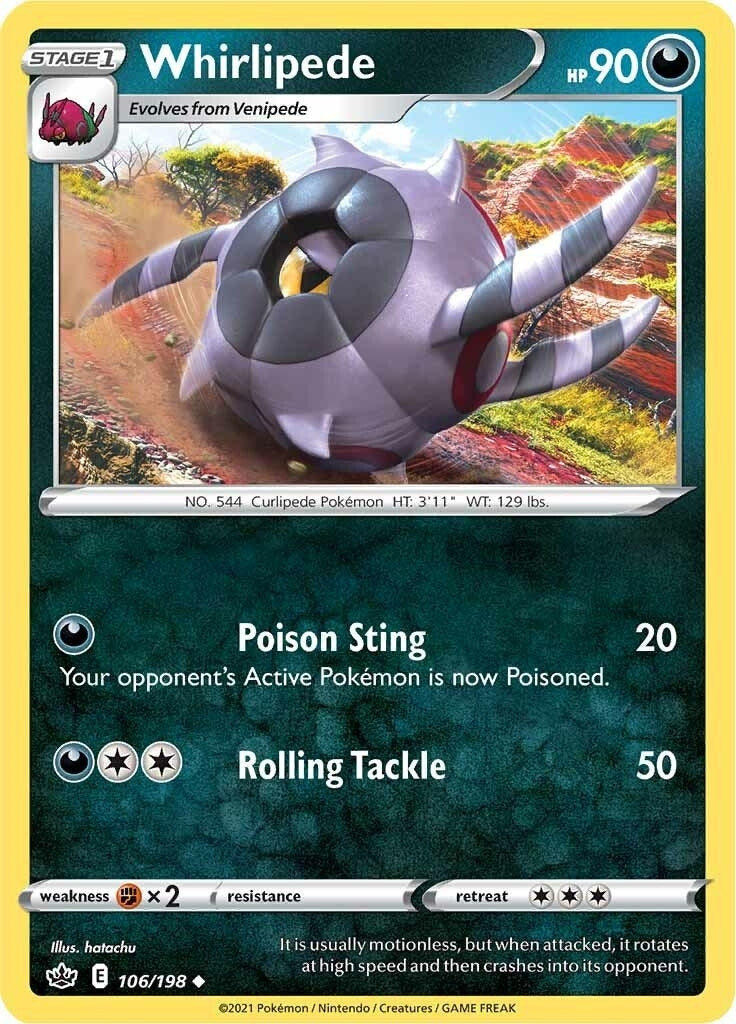 Image for Whirlipede (106/198) (SWSH06: Chilling Reign) - Pokemon