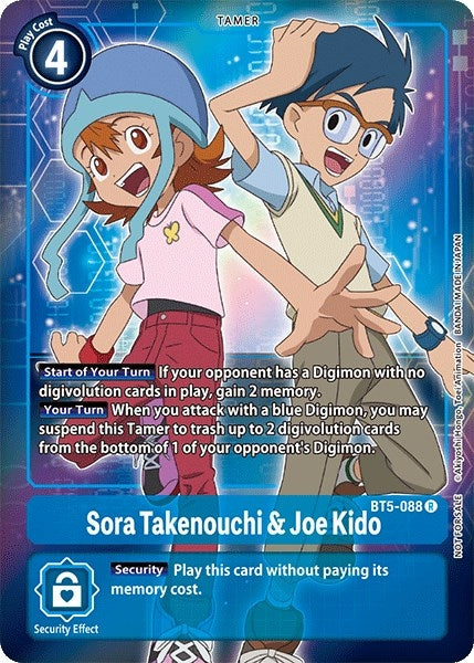 Image for Sora Takenouchi & Joe Kido (Box Topper) (BT5-088 R) (Battle of Omni) - Digimon Card Game