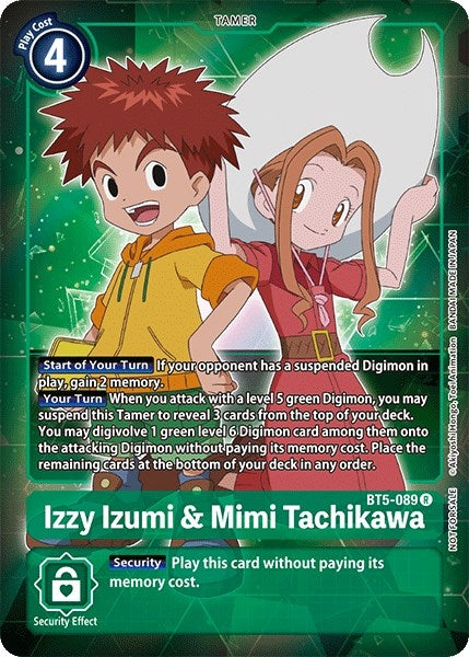 Image for Izzy Izumi & Mimi Tachikawa (Box Topper) (BT5-089 R) (Battle of Omni) - Digimon Card Game
