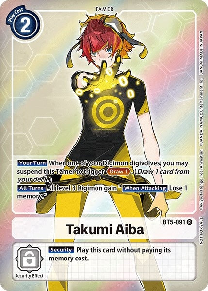 Image for Takumi Aiba (Box Topper) (BT5-091 R) (Battle of Omni) - Digimon Card Game