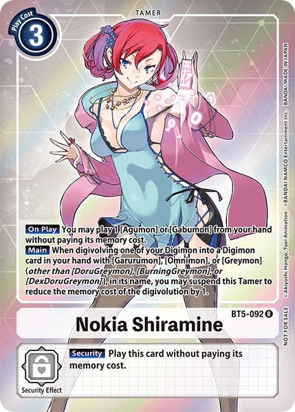 Image for Nokia Shiramine (Box Topper) (BT5-092 R) (Battle of Omni) - Digimon Card Game