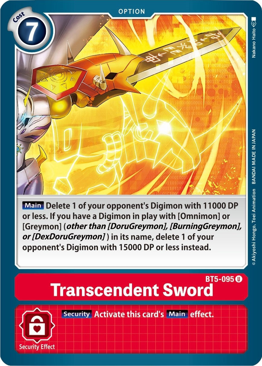 Image for Transcendent Sword (BT5-095 U) (Battle of Omni) - Digimon Card Game