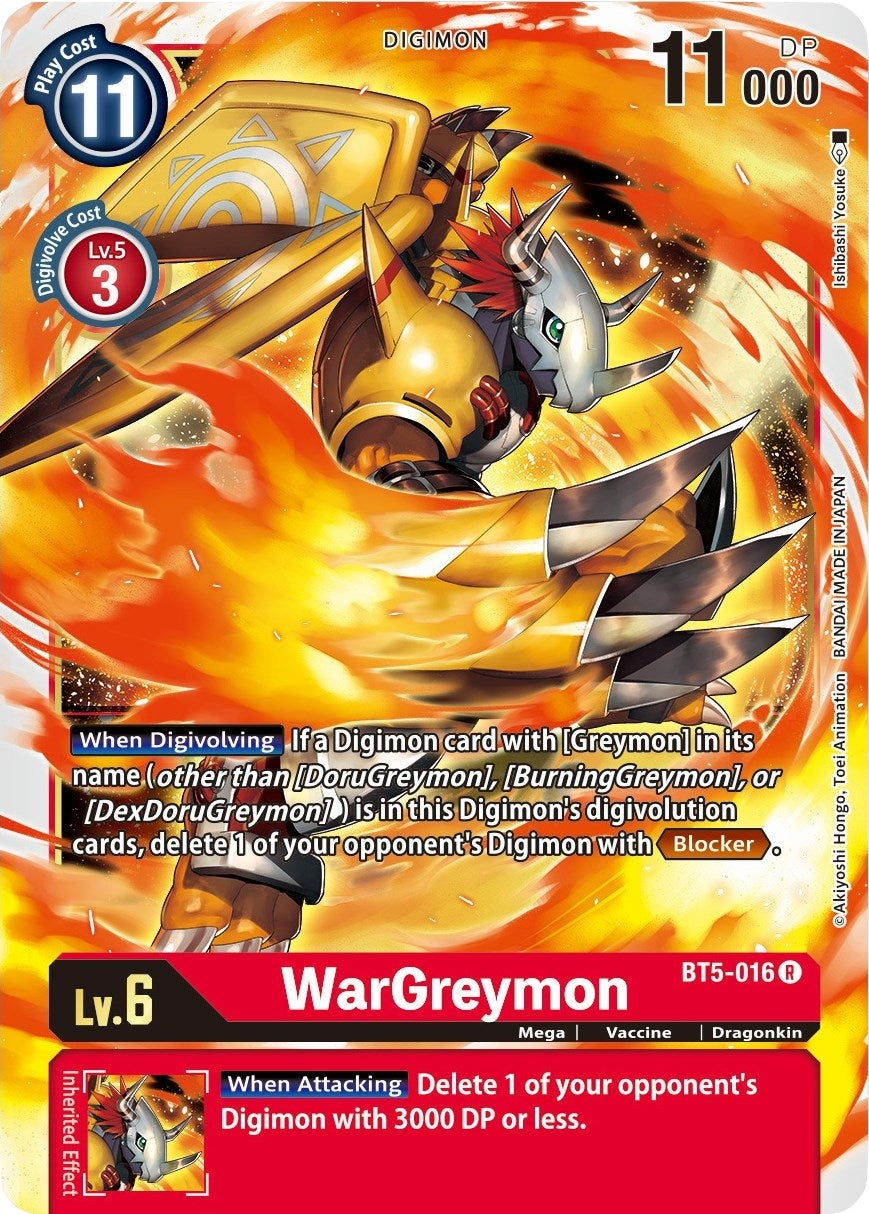 Image for WarGreymon (BT5-016 R) (Battle of Omni) - Digimon Card Game