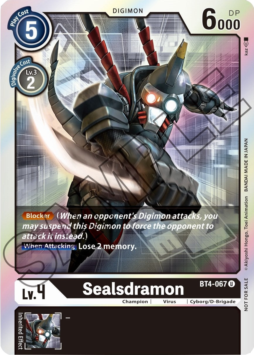 Image for Sealsdramon - BT4-067 (Event Pack 1) (BT4-067 U) (Great Legend) - Digimon Card Game