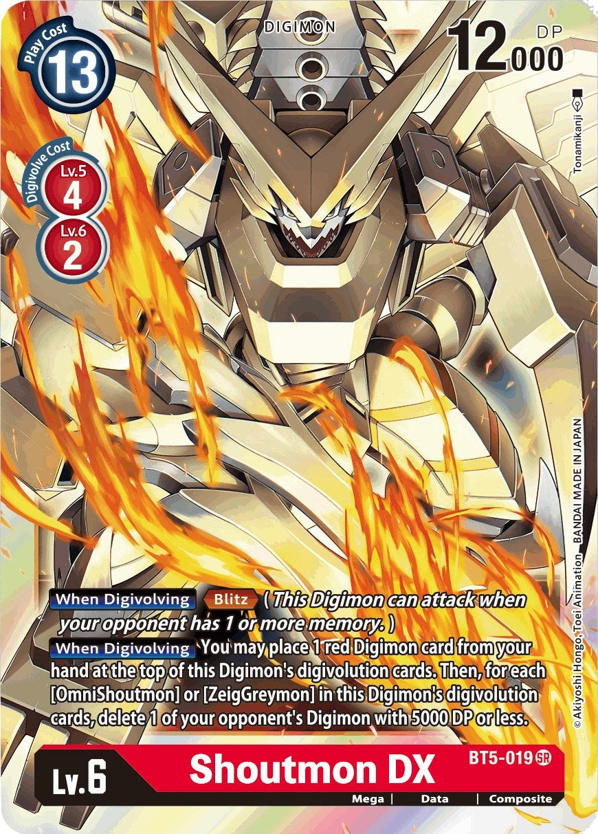 Image for Shoutmon DX (BT5-019 SR) (Battle of Omni) - Digimon Card Game