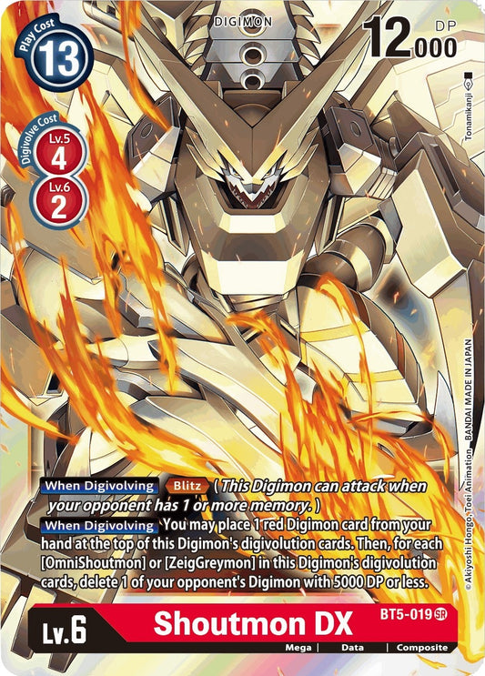 Image for Shoutmon DX (BT5-019 SR) (Battle of Omni) - Digimon Card Game