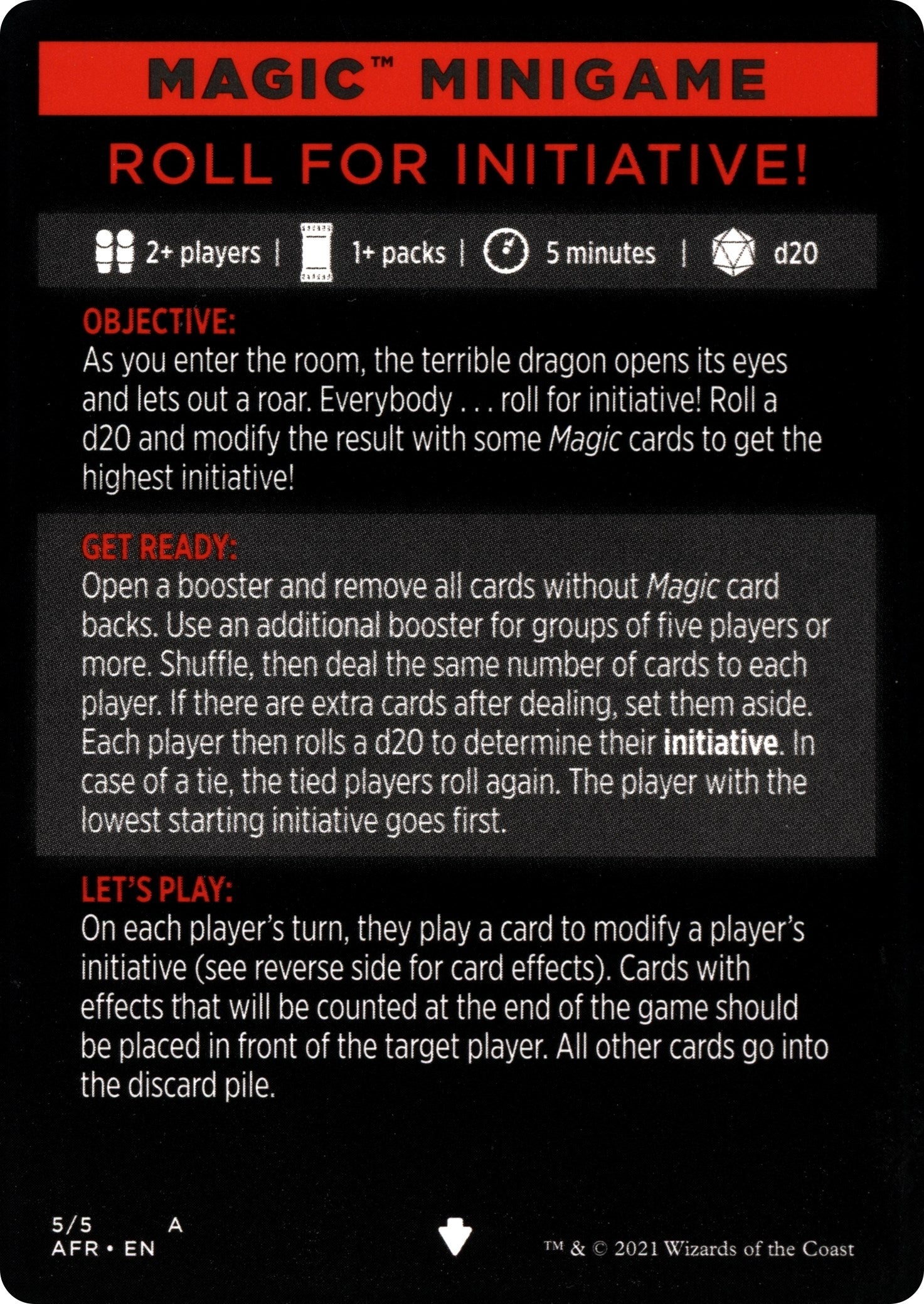 Image for Magic Minigame: Roll for Initiative! (5) (Adventures in the Forgotten Realms) - Magic: The Gathering