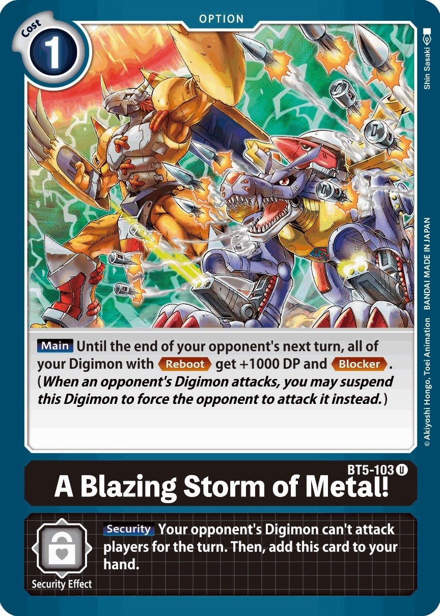 Image for A Blazing Storm of Metal! (BT5-103 U) (Battle of Omni) - Digimon Card Game