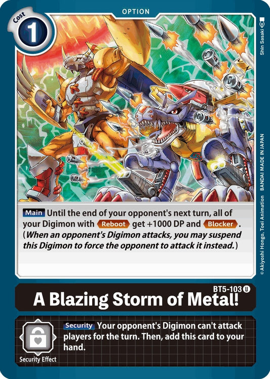 Image for A Blazing Storm of Metal! (BT5-103 U) (Battle of Omni) - Digimon Card Game