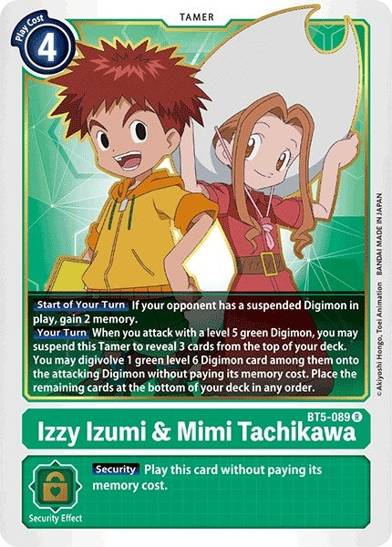 Image for Izzy Izumi & Mimi Tachikawa (BT5-089 R) (Battle of Omni) - Digimon Card Game