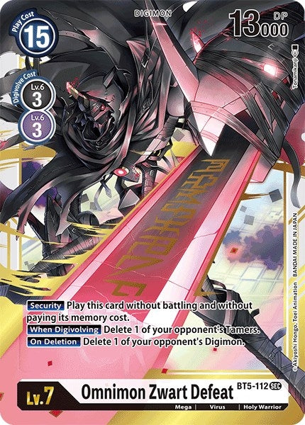 Image for Omnimon Zwart Defeat (BT5-112 SEC) (Battle of Omni) - Digimon Card Game