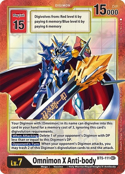 Image for Omnimon X Anti-body (Alternate Art) (BT5-111 SEC) (Battle of Omni) - Digimon Card Game
