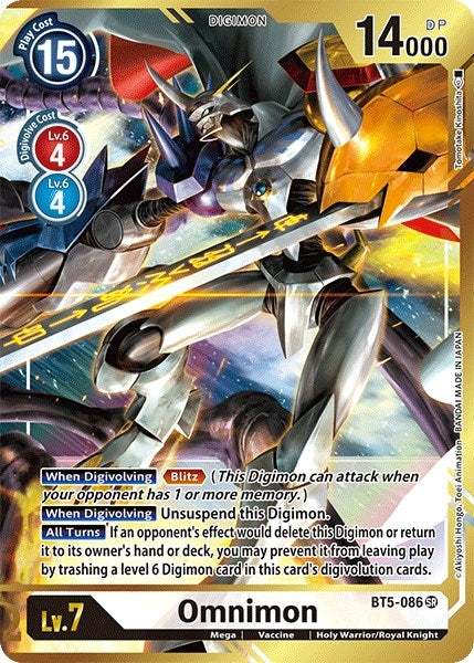 Image for Omnimon (Alternate Art - Tomotake Kinoshita) (BT5-086 SR) (Battle of Omni) - Digimon Card Game