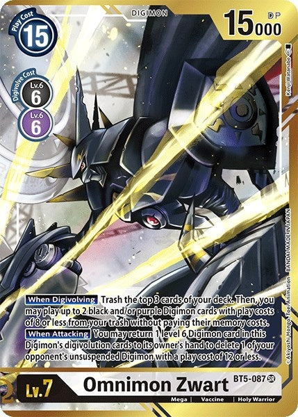 Image for Omnimon Zwart (Alternate Art - Kenji Watanabe) (BT5-087 SR) (Battle of Omni) - Digimon Card Game