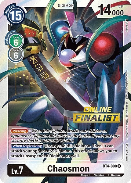 Image for Chaosmon - BT4-090 (2021 Championship Online Regional) [Online Finalist] (BT4-090 R) (Great Legend) - Digimon Card Game