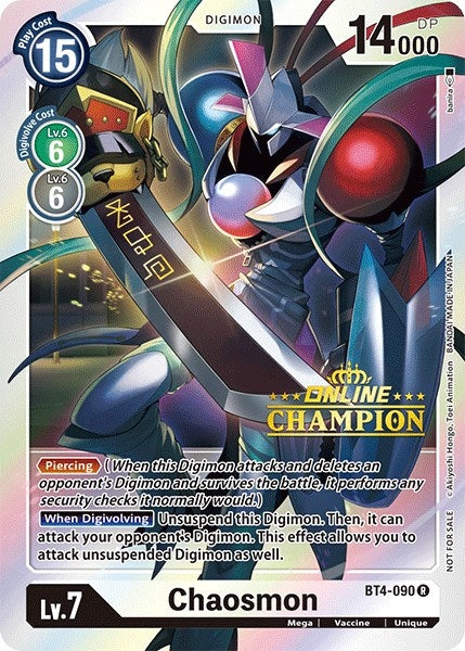 Image for Chaosmon - BT4-090 (2021 Championship Online Regional) [Online Champion] (BT4-090 R) (Great Legend) - Digimon Card Game