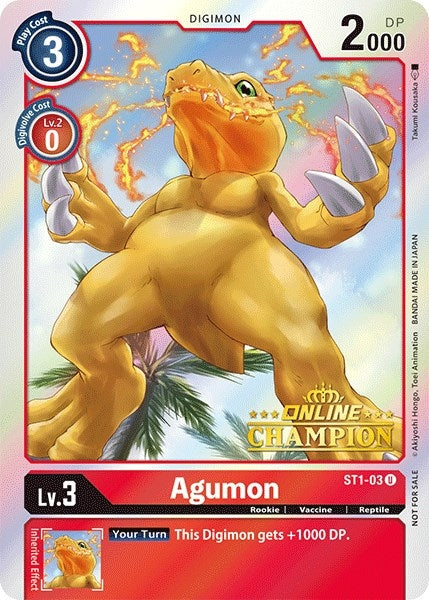 Image for Agumon - ST1-03 (2021 Championship Online Regional) [Online Champion] (ST1-03 U) (Starter Deck 01: Gaia Red) - Digimon Card Game