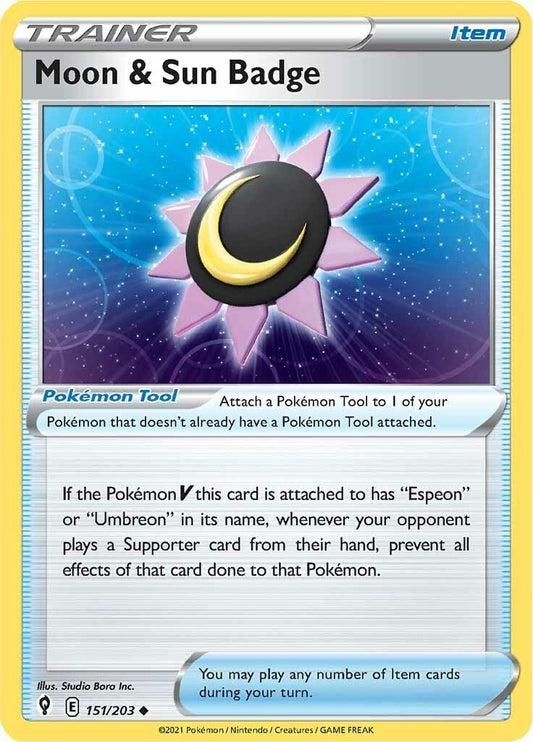 Image for Moon & Sun Badge (151/203) (SWSH07: Evolving Skies) - Pokemon