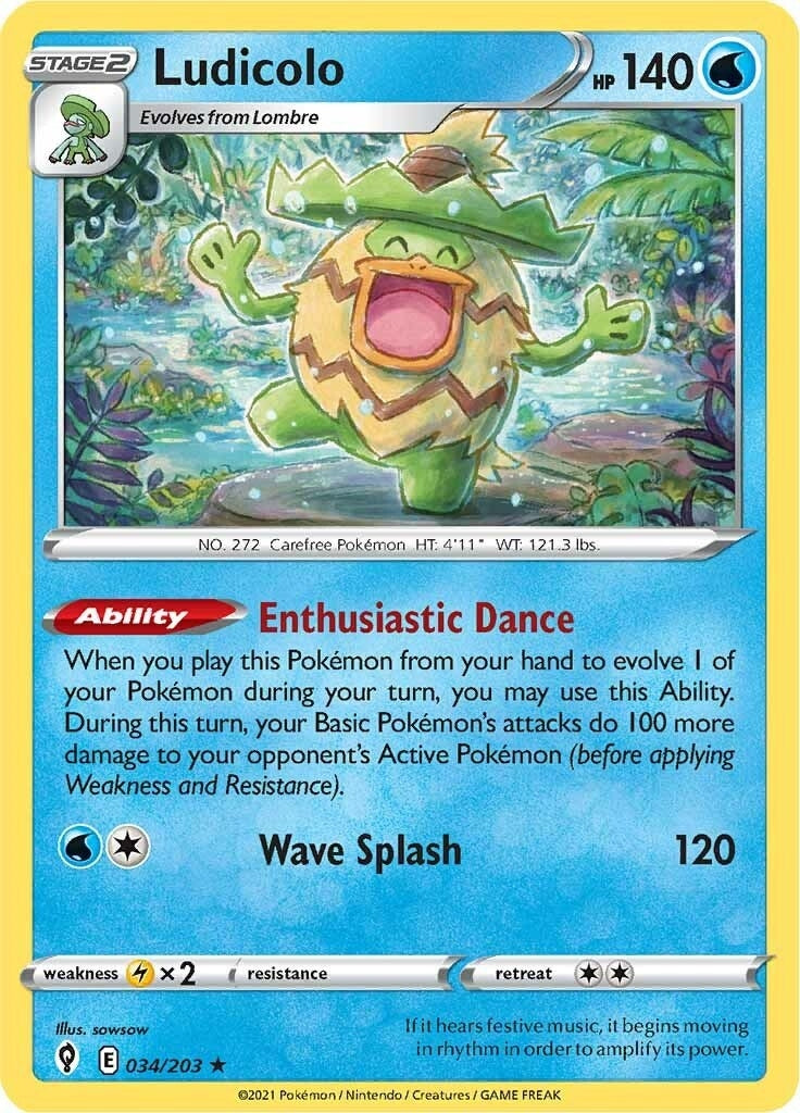 Image for Ludicolo (034/203) (SWSH07: Evolving Skies) - Pokemon