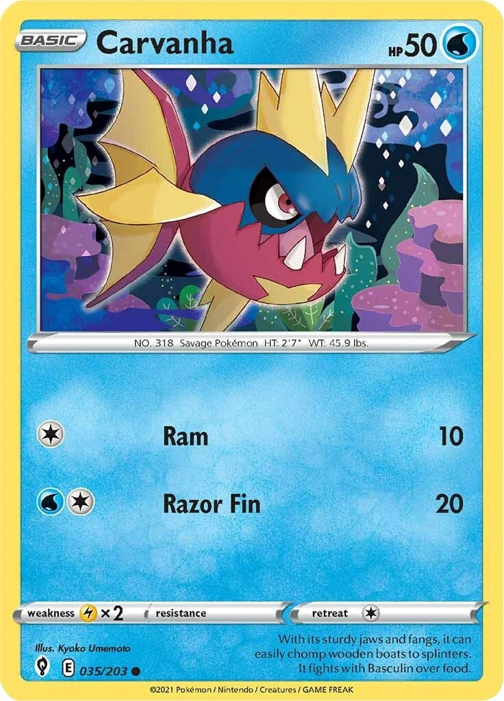 Image for Carvanha (035/203) (SWSH07: Evolving Skies) - Pokemon