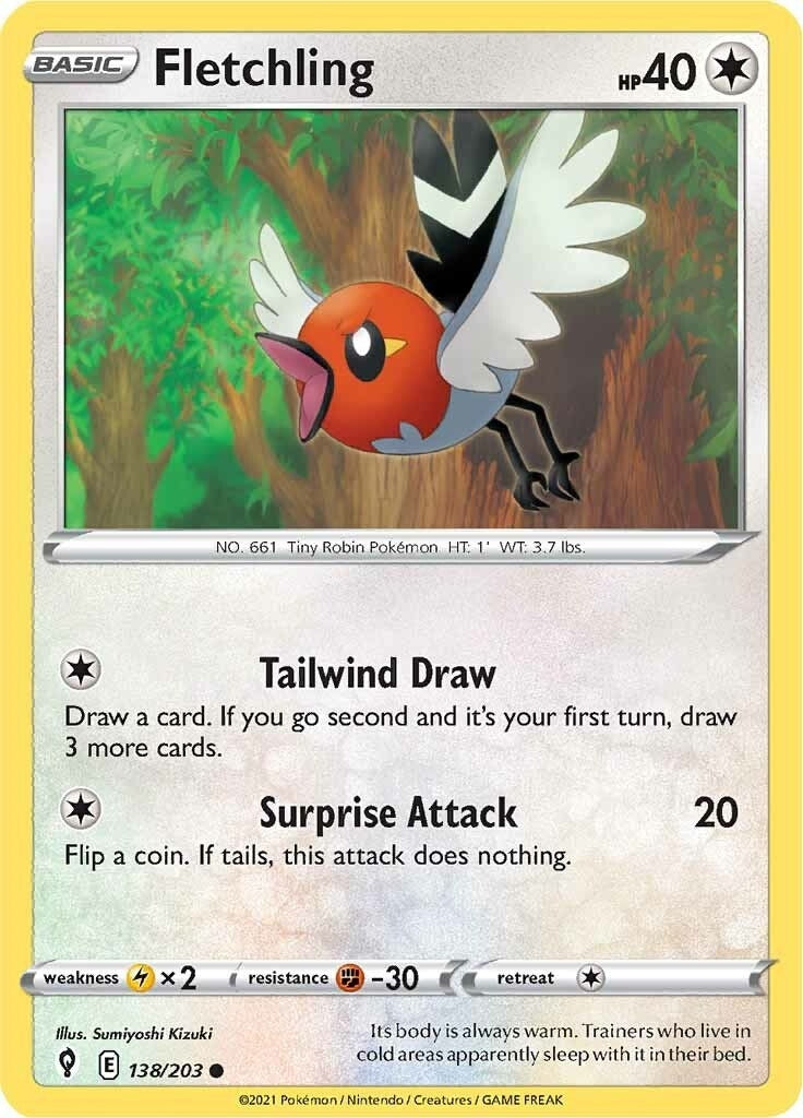 Image for Fletchling (138/203) (SWSH07: Evolving Skies) - Pokemon