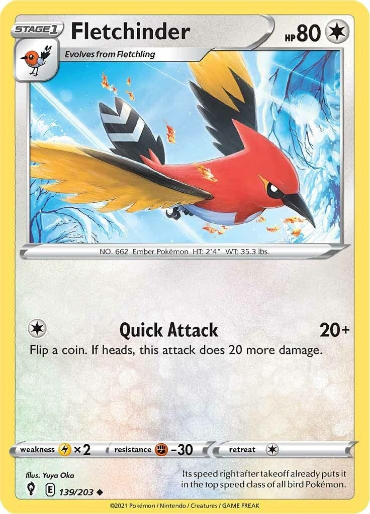 Image for Fletchinder (139/203) (SWSH07: Evolving Skies) - Pokemon
