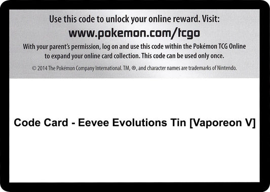 Image for Code Card - Eevee Evolutions Tin [Vaporeon V] (Miscellaneous Cards & Products) - Pokemon