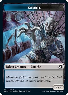 Image for Zombie (015) Token (15) (Innistrad: Midnight Hunt) - Magic: The Gathering