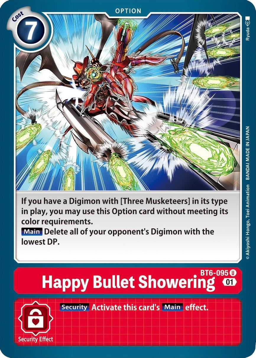 Image for Happy Bullet Showering (BT6-095 U) (Double Diamond) - Digimon Card Game