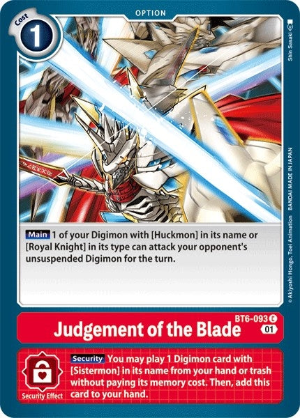 Image for Judgement of the Blade (BT6-093 C) (Double Diamond) - Digimon Card Game