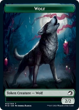 Image for Wolf // Emblem - Teferi, Who Slows the Sunset Double-Sided Token (13 // 17) (Innistrad: Midnight Hunt) - Magic: The Gathering